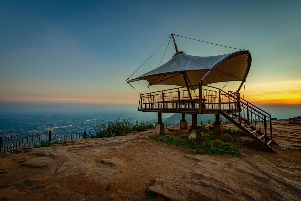 Sunrise over sea of clouds at Nandi Hills Karnataka